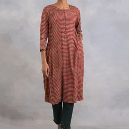 W The Folksong Collection Women Ethnic Motifs Printed Thread Work Kurta-image-82