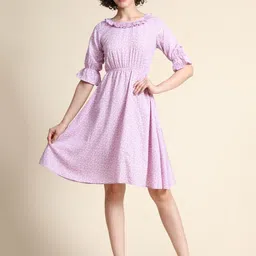 KERI PERRY Mauve Floral Fit & Flare Dress-image-48