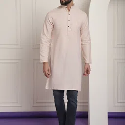 Enchanted Drapes Solid Cotton A-Line Kurta-image-22