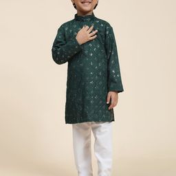 Pro-Ethic STYLE DEVELOPER Boys Embroidered Sequinned Kurta with Pyjamas-picture-3