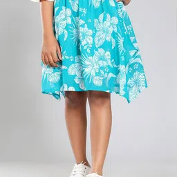 merrigo kidz CACA CINA Girls Floral Printed Georgette Knee-Length Flared Skirt-picture-18