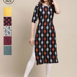 7Threads Pack Of 6 Women Printed Crepe Kurta-picture-36