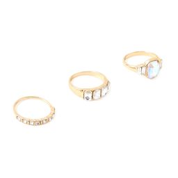 Accessorize London Women's Jewel Embellished Rings Set Of Three White-picture-48