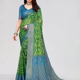 Winza Designer Floral Poly Chiffon Venkatgiri Saree With Blouse Piece-picture-8