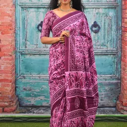JALTHER Ethnic Motifs Pure Cotton Block Print Saree-picture-23