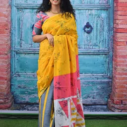 JALTHER Batik Printed Pure Cotton Block Print Saree-picture-39
