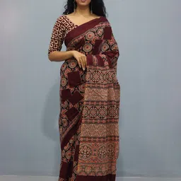 JALTHER Ethnic Motifs Cotton Block Print Saree-picture-21