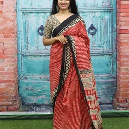 JALTHER Ethnic Motifs Printed Pure Cotton Block Print Saree-picture-11