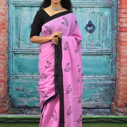 JALTHER Ethnic Motifs Pure Cotton Block Print Saree-picture-41