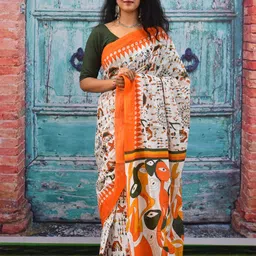 JALTHER Ethnic Motifs Pure Cotton Block Print Saree-picture-10