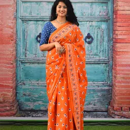 JALTHER Ethnic Motifs Printed Pure Cotton Block Print Saree-picture-38