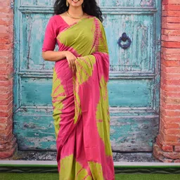 JALTHER Tie and Dye Cotton Block Print Saree-picture-37