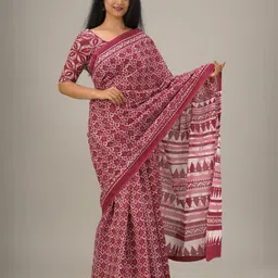 KIAARON Pure Cotton Block Print Saree-picture-30