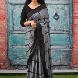KIAARON Checked Pure Cotton Saree-picture-16