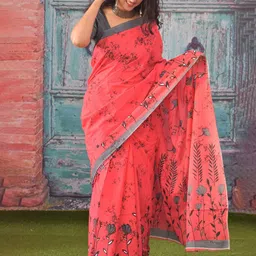 KIAARON Floral Printed Pure Cotton Saree-image-87