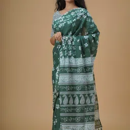 KIAARON Floral Pure Cotton Block Print Saree-picture-22