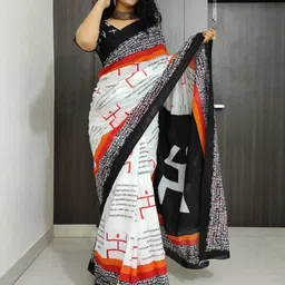 KIAARON Geometric Printed Pure Cotton Block Print Saree-picture-13