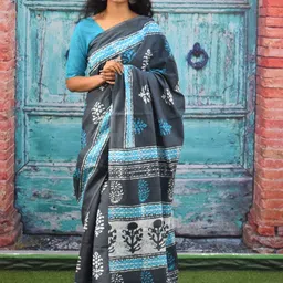 KIAARON Ethnic Motifs Pure Cotton Block Print Saree-picture-19