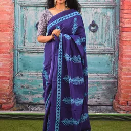 KIAARON Floral Printed Pure Cotton Block Print Saree-picture-25
