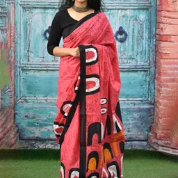 KIAARON Abstract Printed Pure Cotton Block Print Saree-picture-21