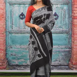 KIAARON Ethnic Motifs Printed Pure Cotton Block Print Saree-picture-35