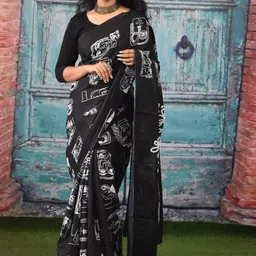 KIAARON Ajrak Block Pure Cotton Block Print Saree-picture-24