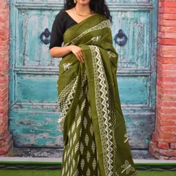 KIAARON Ethnic Motifs Pure Cotton Block Print Saree-picture-20