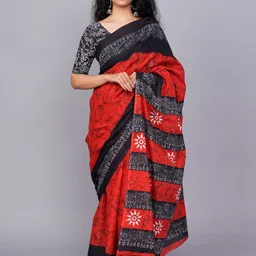 KIAARON Abstract Printed Pure Cotton Block Print Saree-picture-14