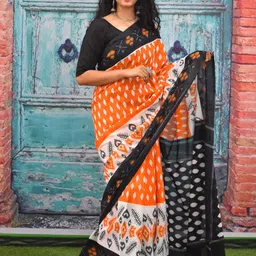 KIAARON Ethnic Motifs Pure Cotton Block Print Saree-picture-29