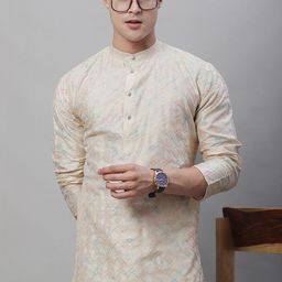 SOJANYA Band Collar Embroidered Cotton Silk Kurta-picture-29