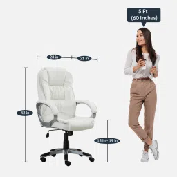 furniturstation Fenna Leatherette Executive Chair in White Colour image 2