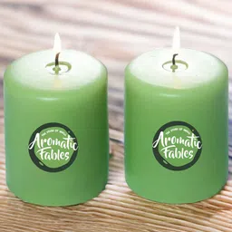 Aromatic Fables Green 2 Pieces Scented Pillar Candles-picture-26