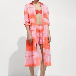 MANGO Pure Cotton Ombre Print Shirt Midi Dress-picture-36