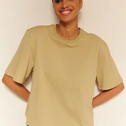 NA-KD Women Khaki Organic Cotton T-shirt-picture-31