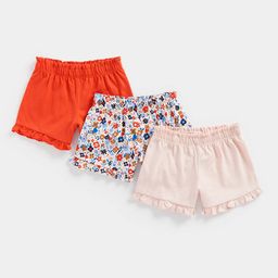 mothercare Girls Pack Of 3 Solid & Printed Regular Fit Mid-Rise Pure Cotton Regular Shorts-picture-30