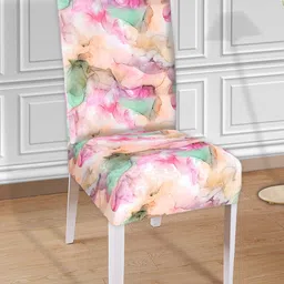 Kuber Industries Set Of 6 Pink & Peach Trippy Printed Elastic Stretchable Chair Cover-picture-40