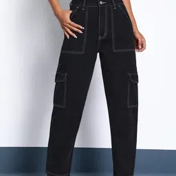 Kotty Women Black Jean Clean Look Straight Fit High-Rise Stretchable Jeans-picture-25