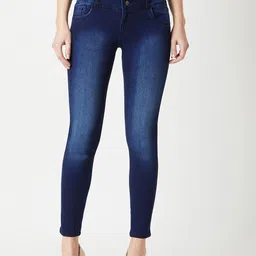 DressBerry Women Navy Blue Skinny Fit High-Rise Heavy Fade Stretchable Jeans-picture-29
