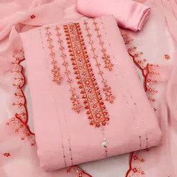 KALINI Floral Embroidered Sequinned Unstitched Dress Material-image-75