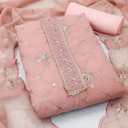 KALINI Embroidered Gotta Patti Silk Georgette Unstitched Dress Material-picture-18