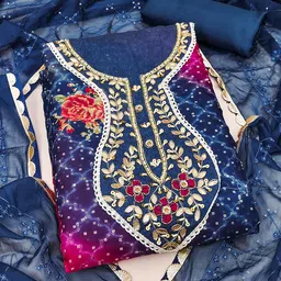 KALINI Bandhani Printed Organza Unstitched Dress Material-picture-34