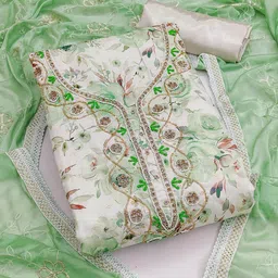 KALINI Embellished Pure Cotton Unstitched Dress Material image 1