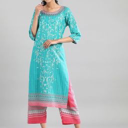 AURELIA Ethnic Motifs Round Neck Printed Cotton Kurta-picture-22