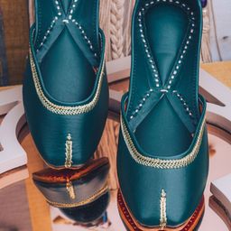 NR By Nidhi Rathi Women Turquoise Blue Mojaris Flats-picture-0