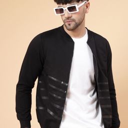 Rigo Stand Collar Striped Fleece Bomber Jacket-picture-17