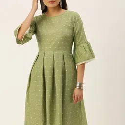 KALINI Geometric Printed Flared Sleeves Silk Anarkali Kurta-picture-21