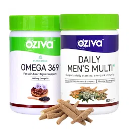 OZiva Wellness Combo For Men (60 Veg Tablets of Daily Men’s Multi with Multivitamins & Minerals And 60 Veg Capsules of Omega 369 With Vegan Omega) For Energy Stamina Immunity & Heart Health-image-40