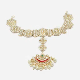 Anouk Gold-Plated Kundan-Studded & Beaded Sheeshphool-image-62