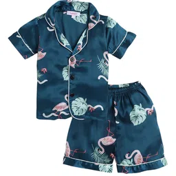 Hopscotch Girls Green & Pink Printed Night suit-image-21