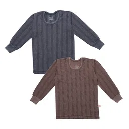 mack jonney VIMAL JONNEY Infant Kids Pack Of 2 Striped Cotton Thermal Tops image 1